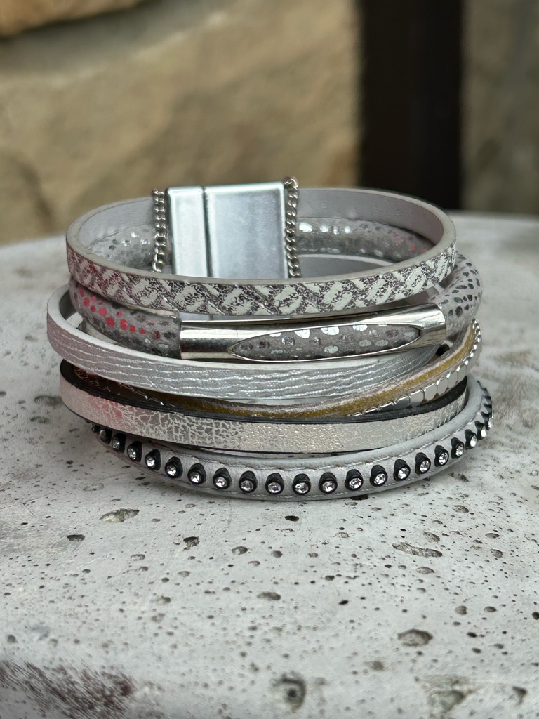 Artisan Multi-Row Silver Wrap Bracelet 20$
